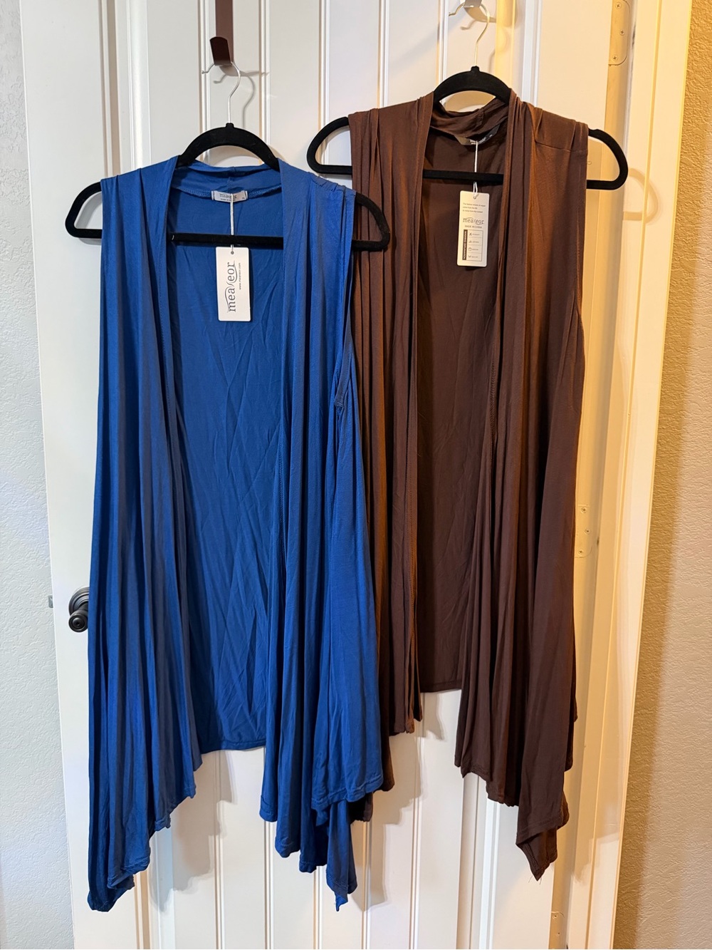 2 Draped Open Front Cardigans - Sleeveless